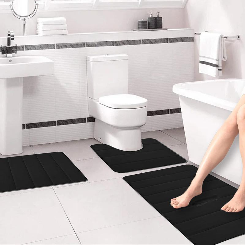 Bathroom Rugs Sets 3 Piece, Ultra Absorbent Memory Foam Bath Mat for Bathroom, Non-slip Machine Washable & Dry Quickly, Universal Soft Comfortable Water Absorption Non-slip Thick Machine Washable Easier to Dry Dark Christmas Clearance Sale