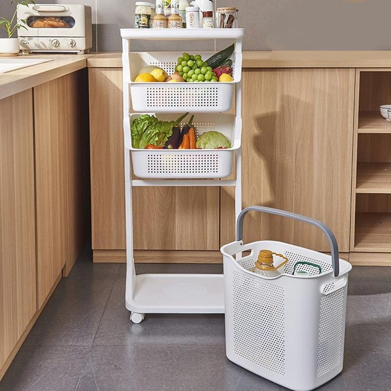 Dirty Clothes Storage Basket Rolling Household Laundry Hamper Stand 360°, with Universal Wheel, Suitable for Kitchen and Toilet