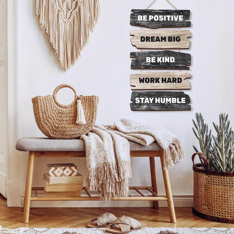 Wooden Wall Hanging Sign, 1 Count Positive Quotes Sign, Wall Art Decoration for Home Living Room Bedroom Accessories