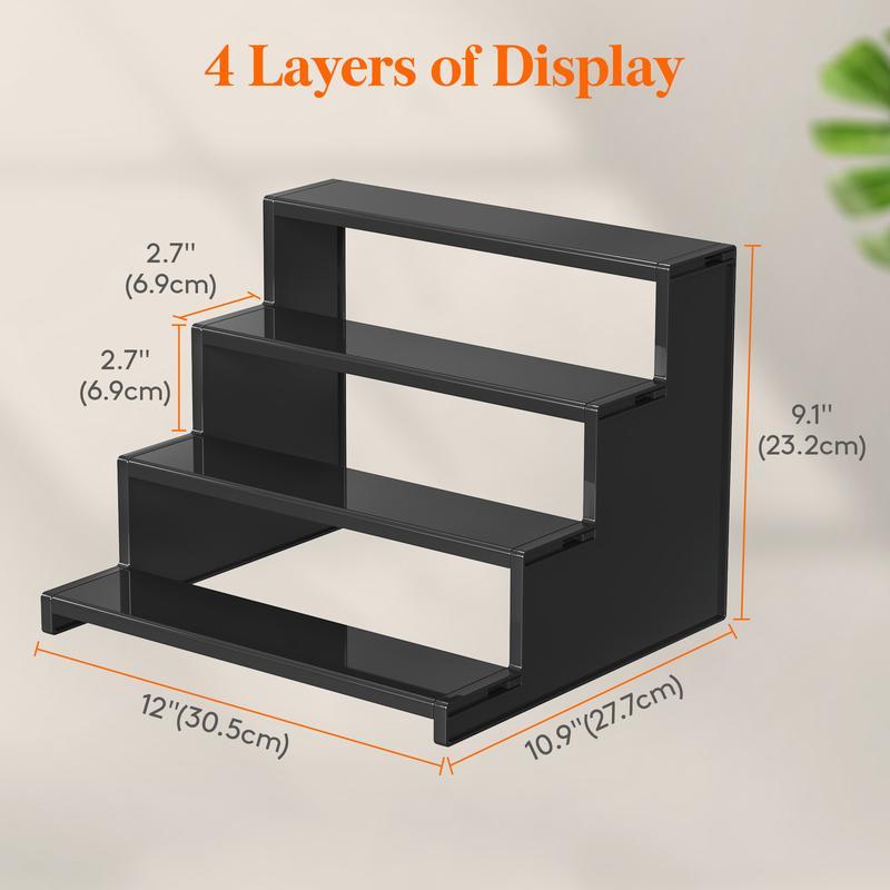 4 Tier Black Display Stand for Cologne,Perfume,Figures, Cupcake, Dessert, Spice, Fragrance, Countertop, Vanity, Dresser, Cabinet Use Racks Set