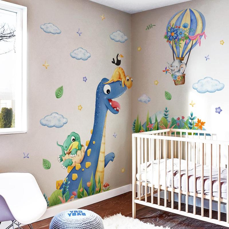 Cartoon Dinosaur Pattern Wall Sticker, 1 Set Self Adhesive Wall Decal, Wall Art Decorative Sticker for Home Living Room Bedroom