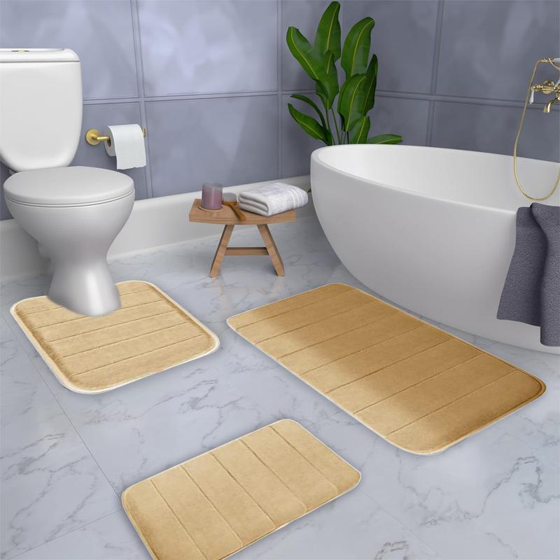 Bathroom Rugs Sets 3 Piece, Ultra Absorbent Memory Foam Bath Mat for Bathroom, Non-slip Machine Washable & Dry Quickly, Universal Soft Comfortable Water Absorption Non-slip Thick Machine Washable Easier to Dry Dark Christmas Clearance Sale