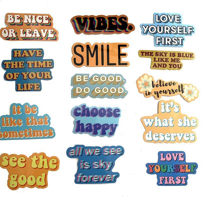 40pcs set Motivational Letter Pattern Sticker, Waterproof Self Adhesive Decor Paper, Decor Sticker for Gift Greeting Card Water Bottle Laptop Phone