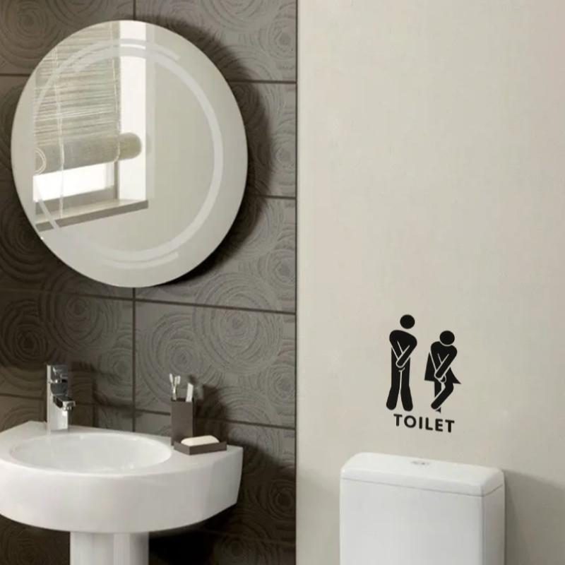 Summer Toilet Sign Sticker, 1 Count Man Woman Toilet Sticker, Diy Decorative Removable Bathroom Vinyl Decal Sticker, Bathroom Accessories, Funny Bathroom Door Decor for Home, Home Gadget