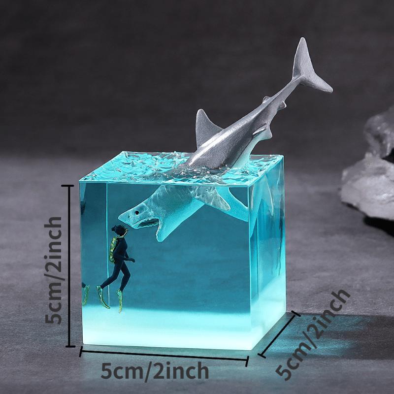 Shark & Diver Design Resin Figurine, 1 Count Creative Sea Ornament, Home Decor for Living Room Bedroom Office