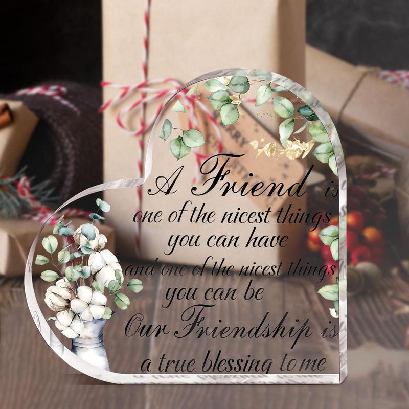 Heart Shaped Acrylic Plaque for Best Friends, Friendship Gift, Birthday Gift, Table Decoration for Home, Ideal for Long Distance Gifts, Sisters, and Girls