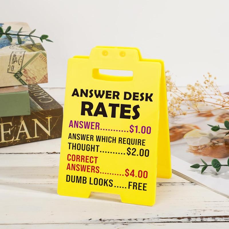 Funny Team Office Gifts - Answer Desk Rates Funny Desk Sign, Gag Fun Gift for Coworker Teammate Employee Boss, Office Desk Sign Cubicle Decor for Birthday Christmas White Elephant Gifts