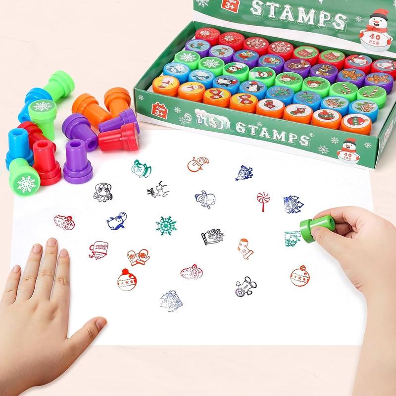 Christmas Stamps for Kids, 40 count Christmas Decorations Stamps Goodie Bag Fillers,Christmas Toys Bulk for Treat Bags Party Favors for Kids,Christmas Party Favors for Xmas Stocking Stuffers,Prizes,Gift