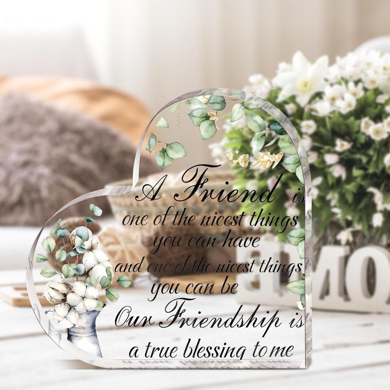 Heart Shaped Acrylic Plaque for Best Friends, Friendship Gift, Birthday Gift, Table Decoration for Home, Ideal for Long Distance Gifts, Sisters, and Girls