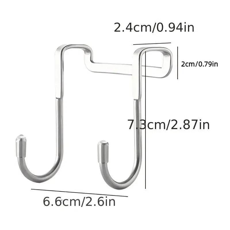 S Shaped Stainless Steel Door Back Hanging Hook, 1 Count No Drilling Door Back Hook, Double S-shaped Door Hook, Punch-free Hanger for Towel and Sundries