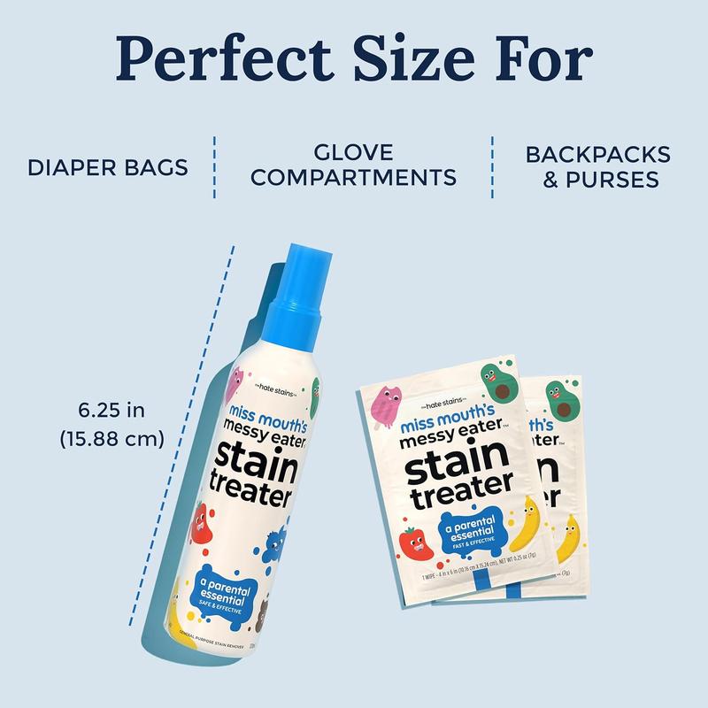 [LIMITED TIME OFFER - OFF 50%]  Messy Eater Stain Treater Spray - 4oz 2 Pack Stain Remover - Newborn & Baby Essentials - No Dry Cleaning Food, Grease, Coffee Off Laundry, Underwear, Fabric