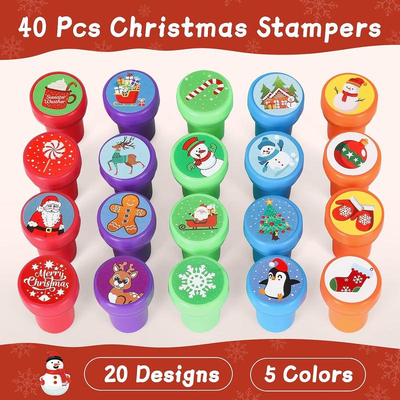 Christmas Stamps for Kids, 40 count Christmas Decorations Stamps Goodie Bag Fillers,Christmas Toys Bulk for Treat Bags Party Favors for Kids,Christmas Party Favors for Xmas Stocking Stuffers,Prizes,Gift