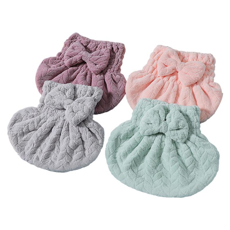 2pcs Coral Velvet Bow Plain Hair Cap Absorbent Quick Drying Hair Towel Towel Thickened Adult and Children Hair Cap Microfiber Towel Scarf squatty potty drains trainer squatty potty fluffy bath towel home accessory