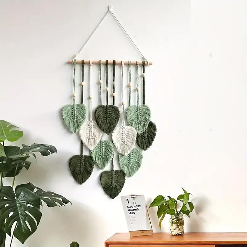 Leaf Shaped Tassel Wall Hanging Ornament, 1 Count Boho Style Wall Hanging Decoration, Wall Art Decor for Home Living Room Bedroom, Room Decor, Home Decor