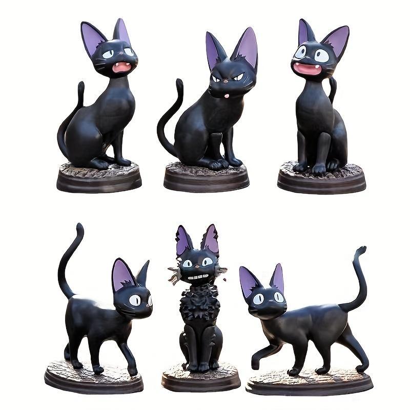 6Count Creative Cute Black Kitten Decorative Ornaments, Cartoon Cat Desktop Decoration Statue For Bedroom, Office, Study, Miniature Landscape Decoration, Doll House Decoration Accessories