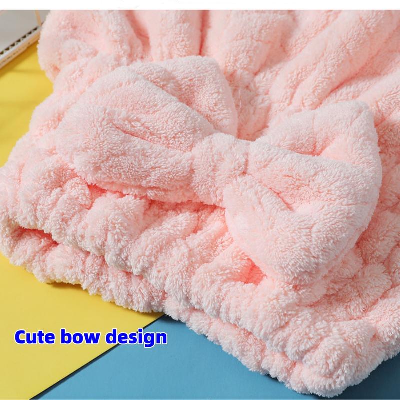 2pcs Coral Velvet Bow Plain Hair Cap Absorbent Quick Drying Hair Towel Towel Thickened Adult and Children Hair Cap Microfiber Towel Scarf squatty potty drains trainer squatty potty fluffy bath towel home accessory