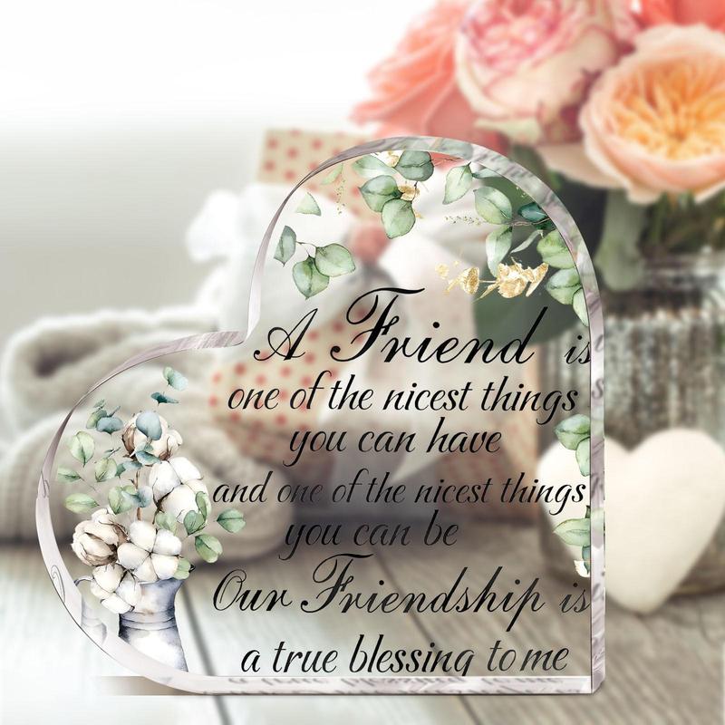 Heart Shaped Acrylic Plaque for Best Friends, Friendship Gift, Birthday Gift, Table Decoration for Home, Ideal for Long Distance Gifts, Sisters, and Girls