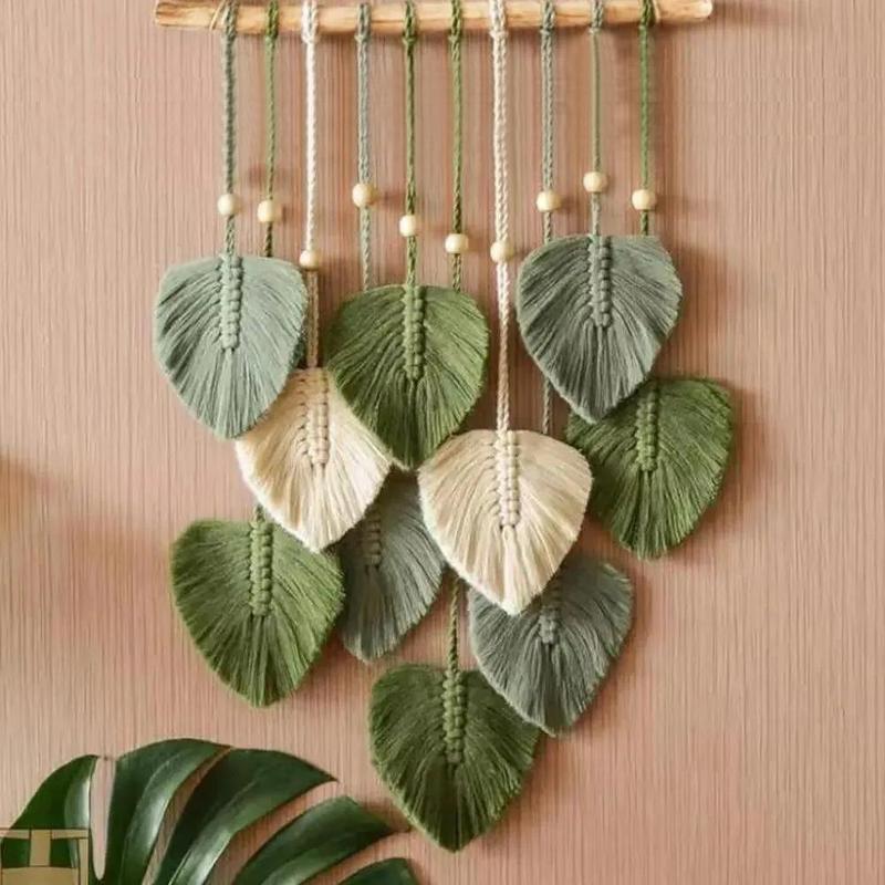 Leaf Shaped Tassel Wall Hanging Ornament, 1 Count Boho Style Wall Hanging Decoration, Wall Art Decor for Home Living Room Bedroom, Room Decor, Home Decor