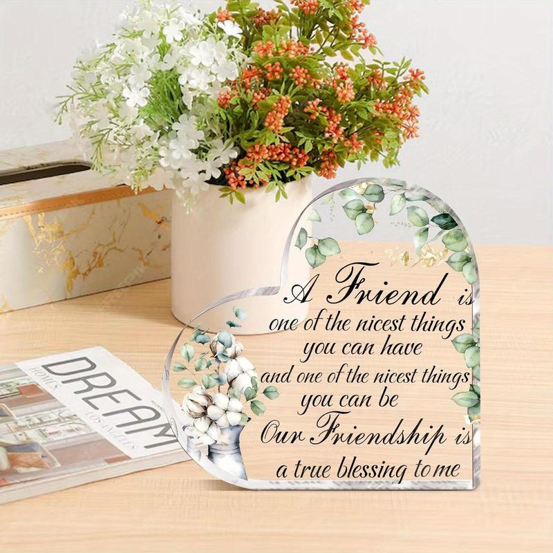 Heart Shaped Acrylic Plaque for Best Friends, Friendship Gift, Birthday Gift, Table Decoration for Home, Ideal for Long Distance Gifts, Sisters, and Girls