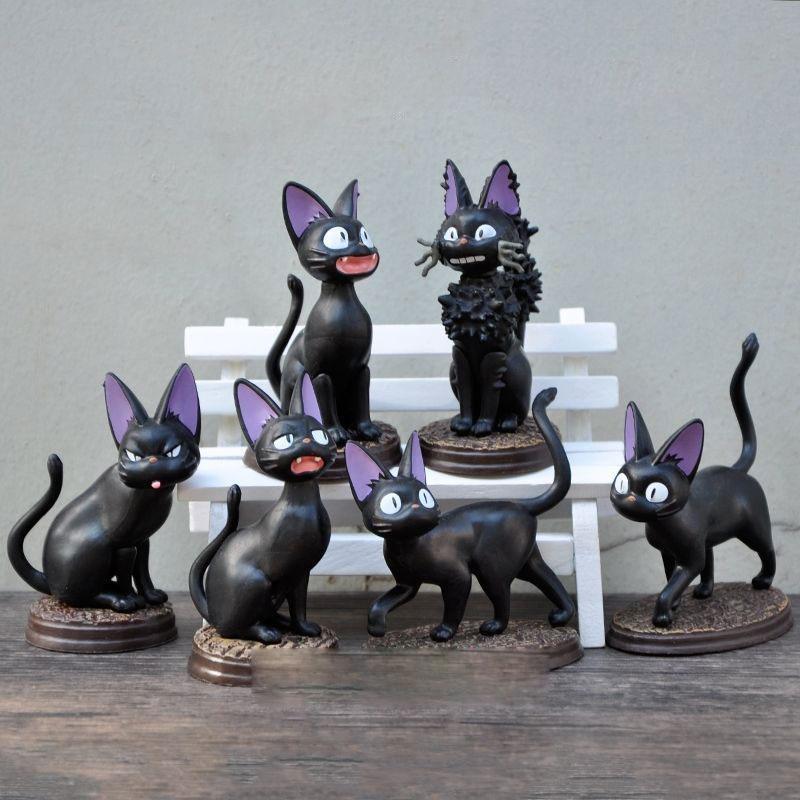 6Count Creative Cute Black Kitten Decorative Ornaments, Cartoon Cat Desktop Decoration Statue For Bedroom, Office, Study, Miniature Landscape Decoration, Doll House Decoration Accessories