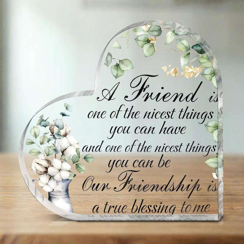 Heart Shaped Acrylic Plaque for Best Friends, Friendship Gift, Birthday Gift, Table Decoration for Home, Ideal for Long Distance Gifts, Sisters, and Girls