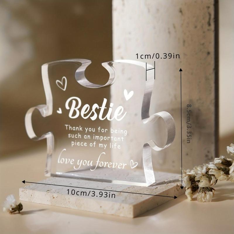 Creative Puzzle Design Desktop Ornament, 1 Count Acrylic Ornament for Bestie Sister, Room Decor, Home Decor Supplies, Home Decor Ideas