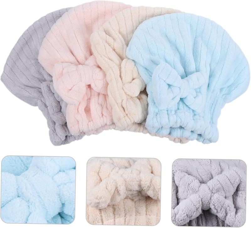 2pcs Coral Velvet Bow Plain Hair Cap Absorbent Quick Drying Hair Towel Towel Thickened Adult and Children Hair Cap Microfiber Towel Scarf squatty potty drains trainer squatty potty fluffy bath towel home accessory