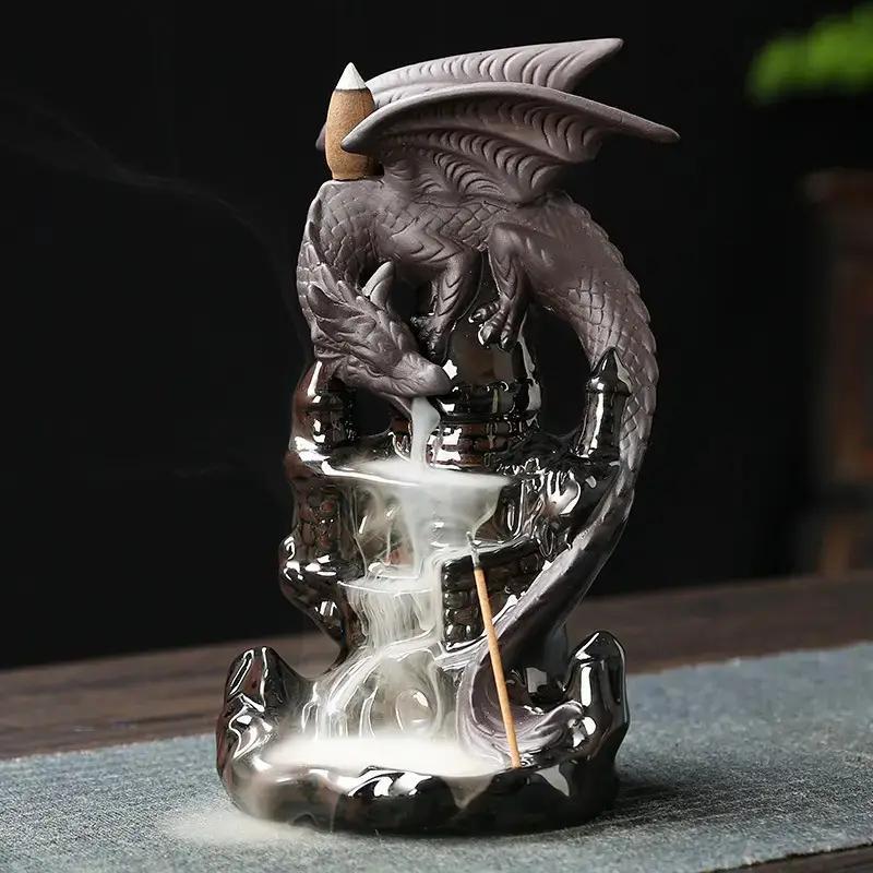 Creative Dragon Design Candle Holders for Home Decor, Ceramic Backflow Incense Burner, Decorative Incense Holder for Home Office Decor, Home Accessories