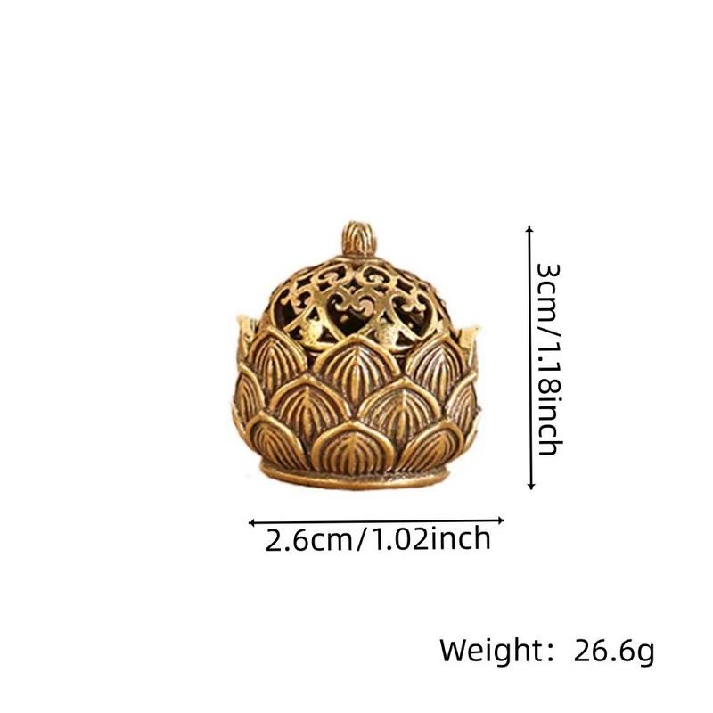 Ramadan Brass Lotus Design Incense Burner Freshener, Household Incense Holder, Candle Holder, Hollow out Design Ornaments, Table Decoration, Room Decor, Desktop Accessories