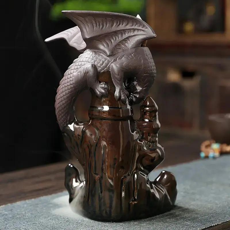 Creative Dragon Design Candle Holders for Home Decor, Ceramic Backflow Incense Burner, Decorative Incense Holder for Home Office Decor, Home Accessories