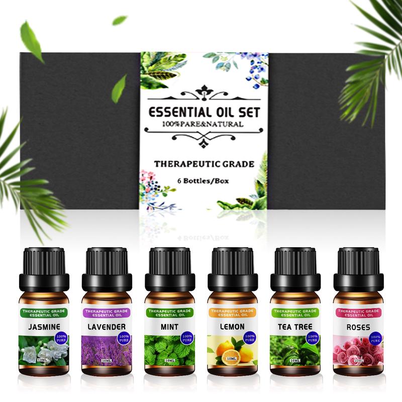 Spring 10ml Essential Oils Set for Diffusers Humidifier Air Purifier As Mother's Day Gift, Lavender, Jasmine, Lemon, Rose, Tea Tree, Mint,Scent Air Freshener