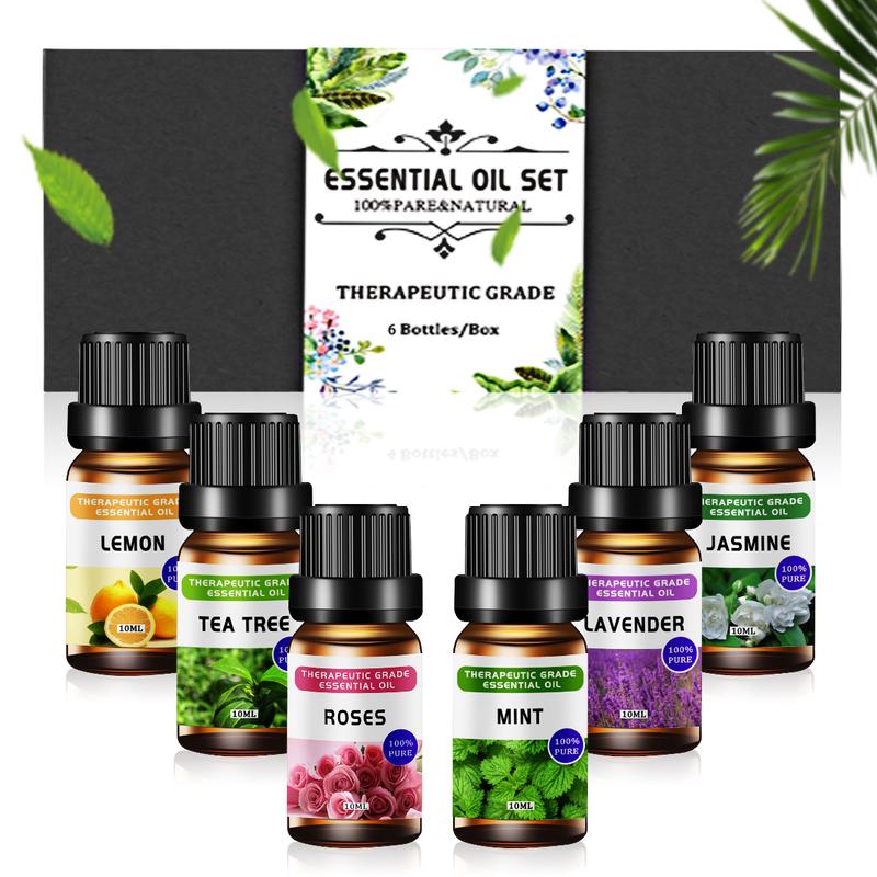 Spring 10ml Essential Oils Set for Diffusers Humidifier Air Purifier As Mother's Day Gift, Lavender, Jasmine, Lemon, Rose, Tea Tree, Mint,Scent Air Freshener