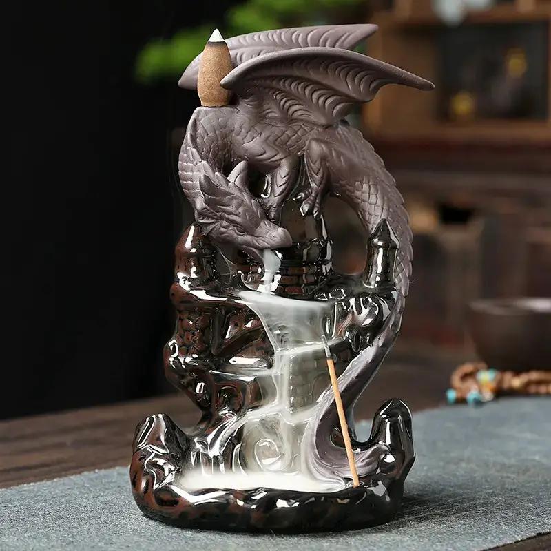 Creative Dragon Design Candle Holders for Home Decor, Ceramic Backflow Incense Burner, Decorative Incense Holder for Home Office Decor, Home Accessories