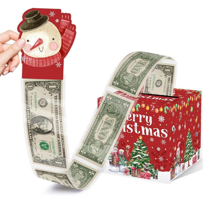 Christmas Party Gifts, Christmas Money Box for Cash Pull, Christmas Money Pull Box with Snowman Card and Transparent Bags, Christmas Money Pull Box, Christmas Money Pull Box  Adults