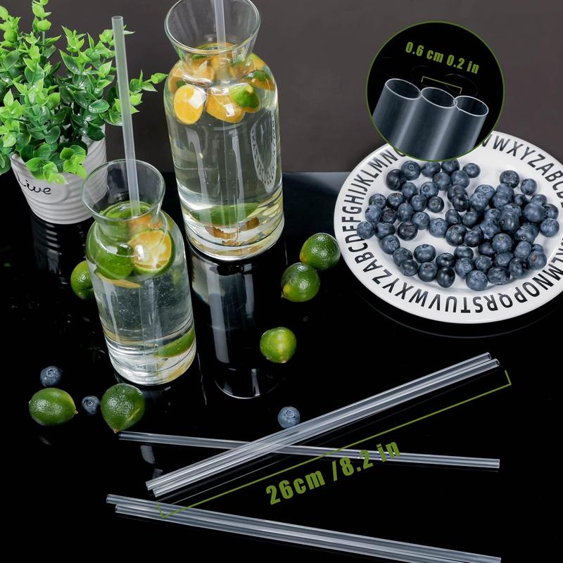 Clear Straws,200 Pcs Long Disposable Plastic Drinking Straws. (0.23''diameter and 10.2