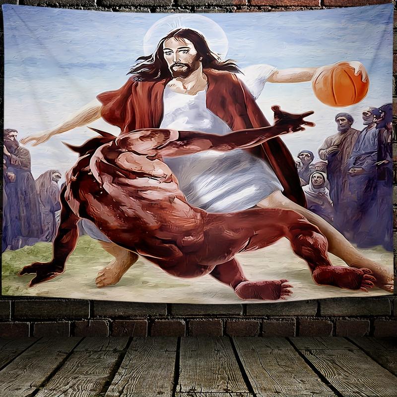 Basketball Tapestry Funny Wall Hanging Polyester Tapestry For Living Room Bedroom Office Home Room Party  wall art Decoration