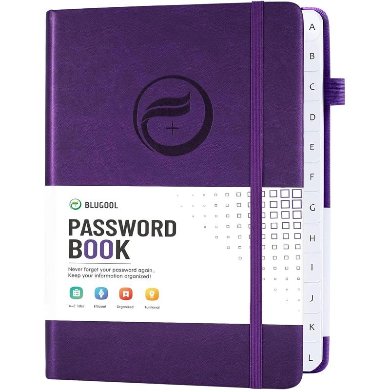 Password Book with Alphabetical Tabs, Hardcover Password Keeper, Password Notebook Organizer for Computer and Internet Address Website Login, Gifts for Home and Office, 4.4''x 5.8''- Purple