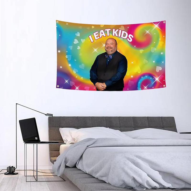 Bertram Funny I E-at Kids Slogan 3x5Ft Flag Wall Hanging Banner Tapestry for Bedroom Living Room College Dorm Outdoor Indoor Decor Flags