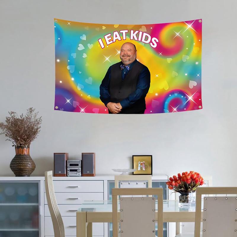 Bertram Funny I E-at Kids Slogan 3x5Ft Flag Wall Hanging Banner Tapestry for Bedroom Living Room College Dorm Outdoor Indoor Decor Flags