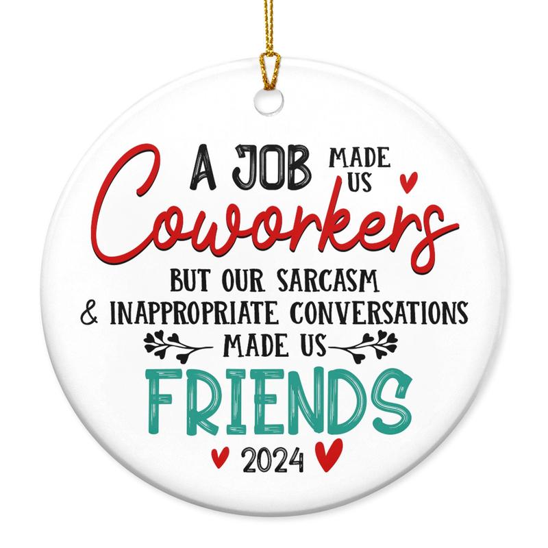 2024 Christmas Ornament, Gifts for Coworker Friends - Colleagues to Friends Christmas, Birthday Gifts for Women Friends, Work Bestie Friendship Gifts Ornament - Christmas Tree Decoration Indoor, Outdoor Yard, Ceramic Ornaments