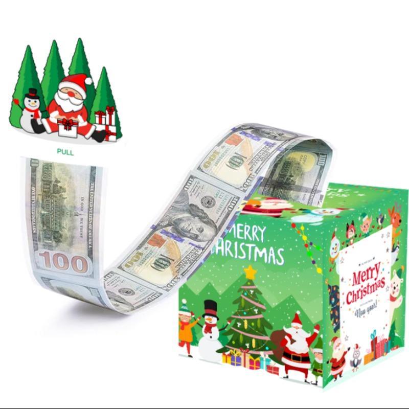 Christmas Themed Money Box, 1 Count Surprise Money Box with Clear Bag, Party Activity Supplies for Birthday & Festival