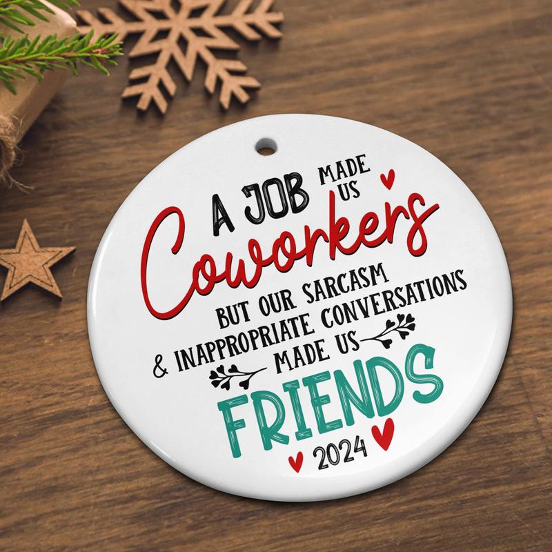 2024 Christmas Ornament, Gifts for Coworker Friends - Colleagues to Friends Christmas, Birthday Gifts for Women Friends, Work Bestie Friendship Gifts Ornament - Christmas Tree Decoration Indoor, Outdoor Yard, Ceramic Ornaments