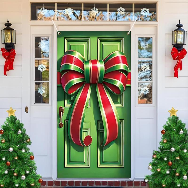 Christmas Themed Door Banner, 1 Count Festive Door Decoration with 4 Grommets, Home Decor for Living Room Bedroom, Party Supplies