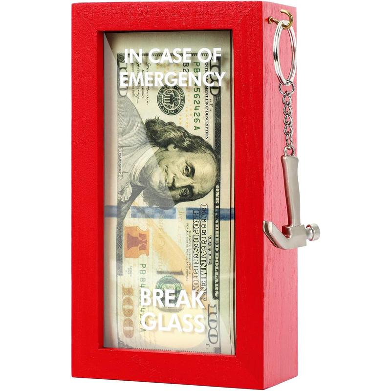 Funny Gag Gift Emergency Box w Hammer | Fill-Your-Own Emergency Shadow Box, Personalized Unique Gift Box, Home & Office Desk Decorations, White Elephant Gifts, Funny Stocking Stuffers