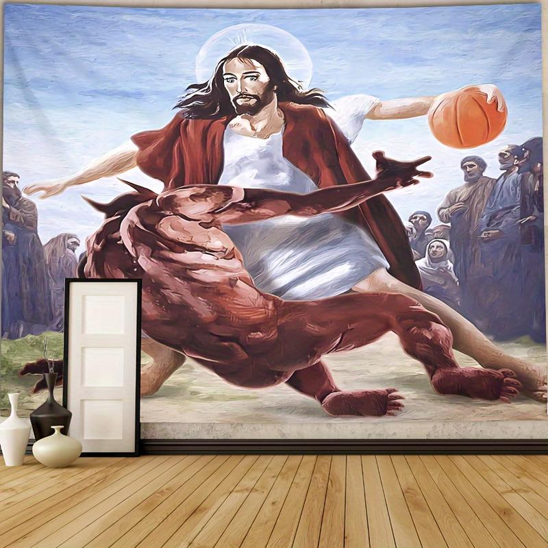 Basketball Tapestry Funny Wall Hanging Polyester Tapestry For Living Room Bedroom Office Home Room Party  wall art Decoration