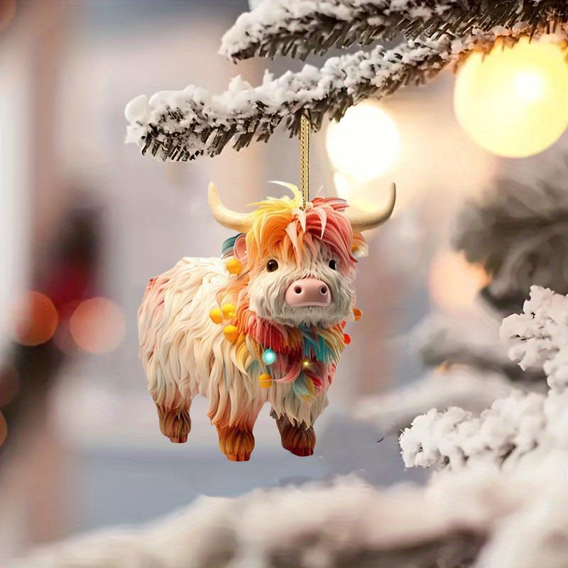 Highland Cow Design Ornament, 1 Count Cute Animal Shaped Hanging Decoration, Festive Decorations for Home Party