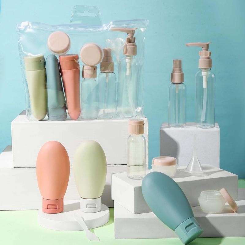 Travel Cosmetic Lotion Refillable Bottle Set, 11pcs Portable Empty Liquid Container Set, Skincare Tools for Women & Girls