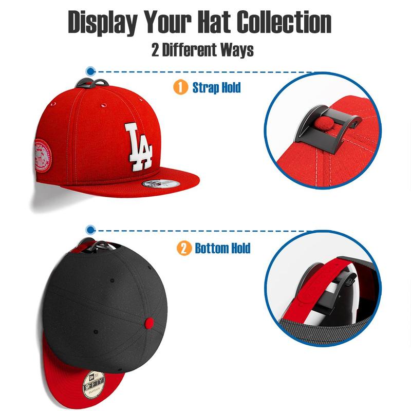 Baseball Cap Storage Hook, Self-adhesive Hat Hook, Multifunctional Hat Storage Rack, Hat Display Rack for Home, Bedroom, Clothing Store