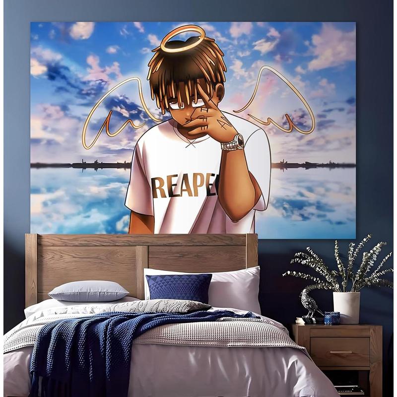 Juice Wrld Rapper Tapestry for Bedroom, Rapper Wall Hanging Decor,Cartoon Posters for Room Aesthetic, Living Room Bedroom Home Decor,60 x 40 inches