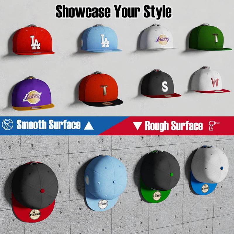 Baseball Cap Storage Hook, Self-adhesive Hat Hook, Multifunctional Hat Storage Rack, Hat Display Rack for Home, Bedroom, Clothing Store